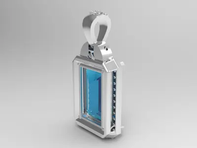 Blue Topaz pendant with diamonds 3D print model