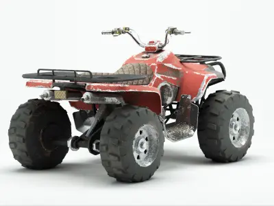 Lowpoly Dirty Quad Bike Low-poly 3D model