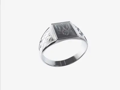 ring with Ukrainian coat of arms 2 3D print model