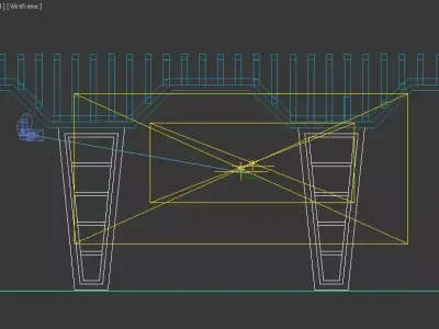 pergola wooden table with two ladders 3D model