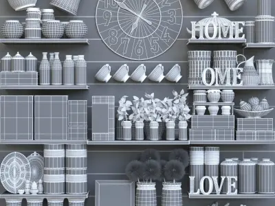 KitchenTableware kitchen shelf 3D model