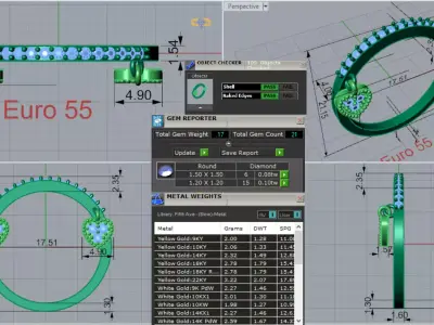 Two-tone Gold Heart stl 3dm Ring Model jr00218 3D print model
