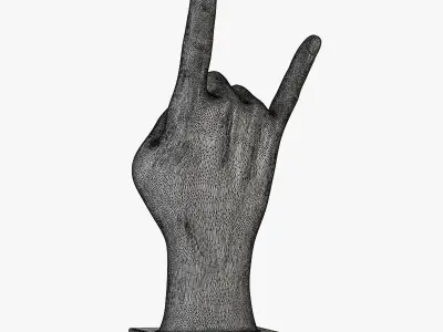 Figurine hand rock on table top 2 3D model