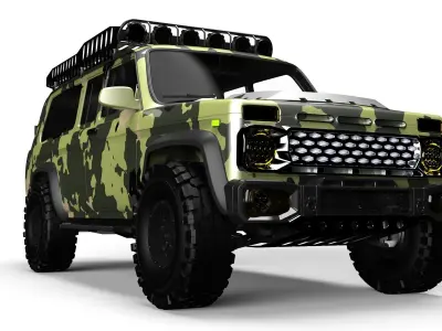 Camouflaged SUV 3D Model High Detail  3D model