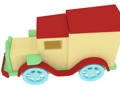 Low Poly Vintage Toy Car 3D Model Low-poly 3D model
