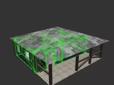 Single-room house two rooms Free low-poly 3D model