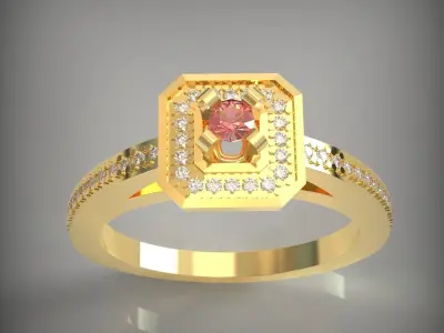 Kolco gold engagement ring with stone Free 3D print model