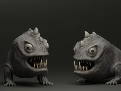 Horned Reptile Fantasy Beast Low-poly 3D model