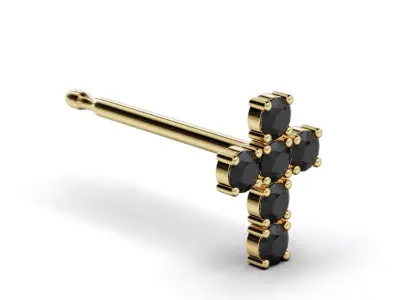 Earring cross round stone 2mm 3D print model