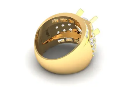 Luxury Wide Diamond Statement Ring for Men 149 3D print model