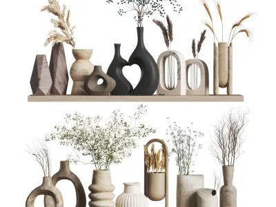 Decorative set 16-Vase collection01 3D model