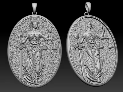 Lady Justice Oval Pendant 3D Model 3D print model
