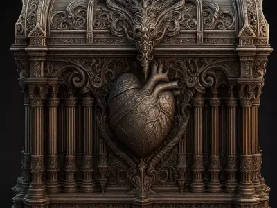 Gothic Fantasy Treasure Chest Low-poly 3D model