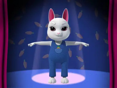 White Bunny Low-poly 3D model