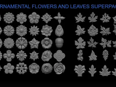 FLOWERS AND LEAVES SUPERPACK 3D print model