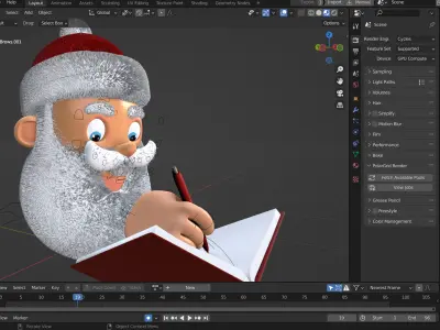 Animated Santa Making List Low-poly 3D model