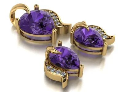 set pendant and earrings 3D print model