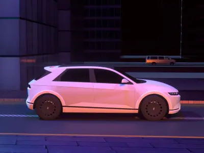  Realistic 3D City Model with Car for Games and Animation 3D model