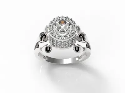 098 - Rose Diamond Ring - Flower Ladies Ring 3D print model