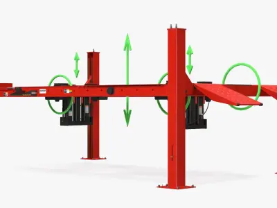 Hunter L451 4 Post Car Lift Rigged 3D model