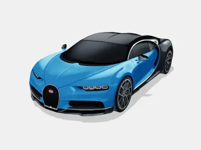 Bugatti Chiron 2017 Low-poly 3D model