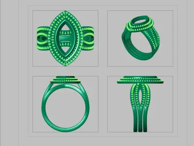 Glamorous Marquis Diamond Engagement Ring Halo Fashion Modern  3D print model