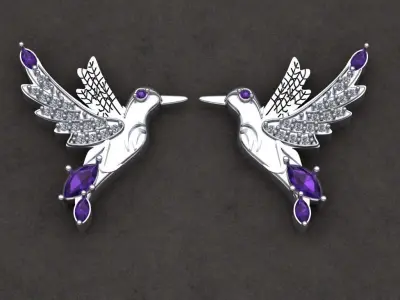 Earrings Or Pendant Hummingbird  colibri pajaro bird 3D print model