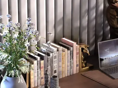 worktable set with sculpture set 771 Low-poly 3D model