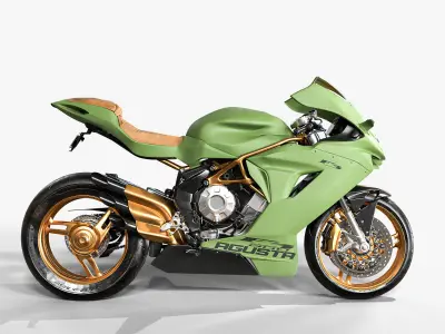 Motorcycle MV Agusta F3 Army Super Bike High Quality 3D model