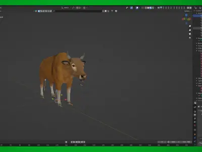 Indochinese Banteng Cattle Low-poly 3D model