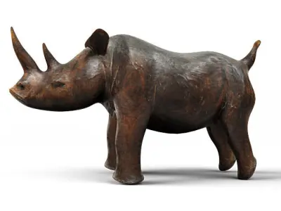 Carved Wood Rhino 3D model