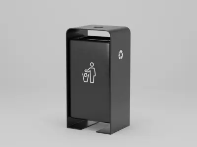 Garden Trash Can 50x40x100 Low-poly 3D model