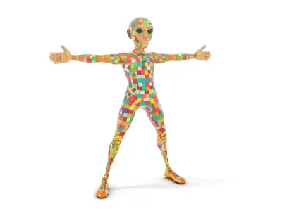 Colorful Robot Mosaic model pack Low-poly 3D model
