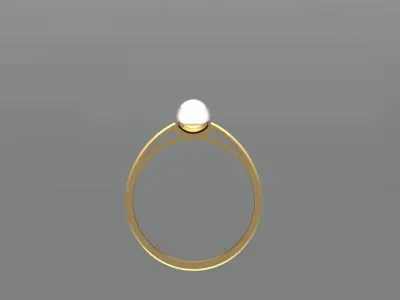 Pearl Solitaire Ring  5 or 5 5mm for Gold or Silver 3D print model