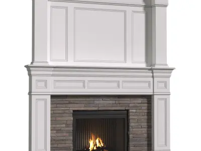 Fireplace modern ArtDeco with masonry 3D model