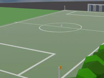 stylized  low poly football pitch Free low-poly 3D model