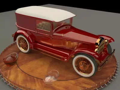 Chinese gold ingot with antique car 3D model