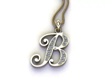 Alphabet V1 Font Style Pendant B 3D print model