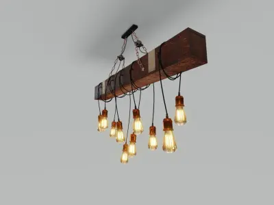 Wooden Chandelier 3D model purchase