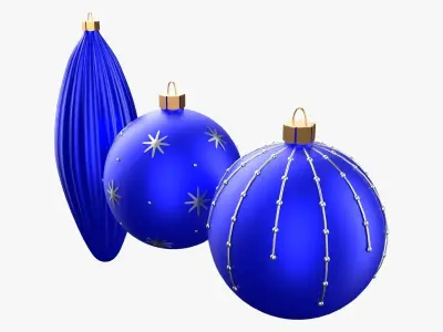 Christmas Tree Ornament Set1 - Blue White Low-poly 3D model
