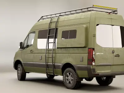 Mercedes Sprinter 4x4 Overlan Camper Military Green 3D model