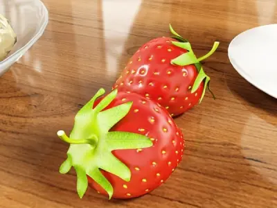 Photorealistic Strawberry High Res 3D model
