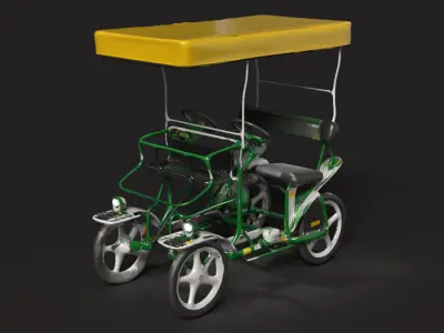 Green surrey bike figure  Low-poly 3D model