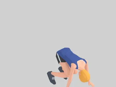 Burpees  Exercise Woman Animation Low-poly 3D model