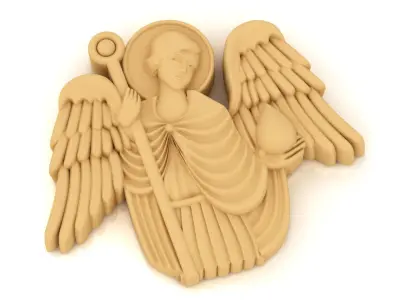 3 saints angel holding cross 3D print model