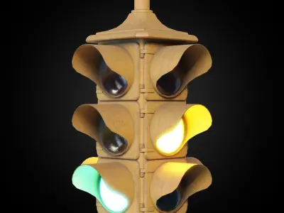 Yellow Traffic Light Low-poly Low-poly 3D model