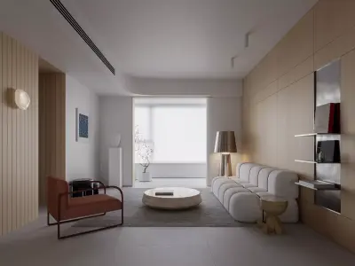 Modern living room dining room interior scenes  3D model shop