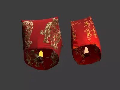 Chinese sky lantern  Low-poly 3D model