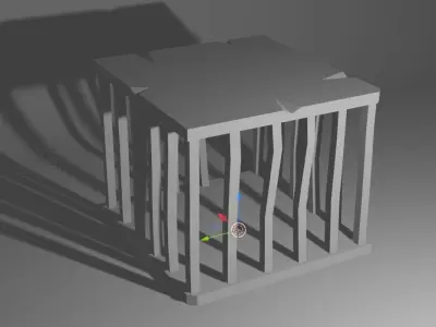 Low Poly Cage with two bars Free low-poly 3D model