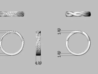 2 Braided Rings - With and Without Diamonds 3D print model